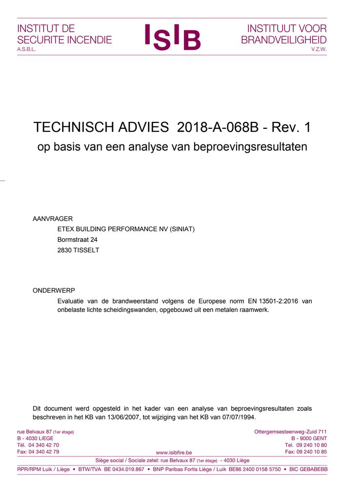 - ISIB 2018-A-068B-Rev.1- Scheidingswand EI120